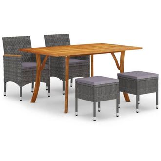 vidaXL Juego De Comedor De Jard&iacute;n De 5 Piezas Gris Vidaxl