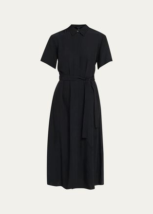 Theory Belted Twill Midi Shirtdress