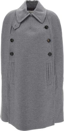 7 For All Mankind Double-Breasted Longline Wool Cape