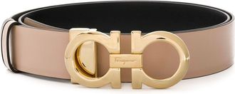 Ferragamo Neutral Gancini Leather Belt - Womens - Calf Leather