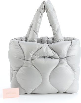 Miu Miu Gray Nylon Shoulder Bag Tote Bag (Pre-Owned)