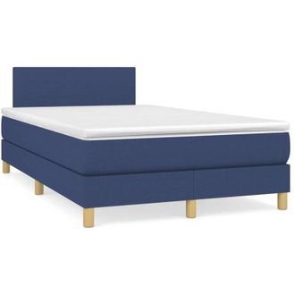 vidaXL Cama Box Spring Con Colch&oacute;n Tela Azul 120x190 Cm Vidaxl