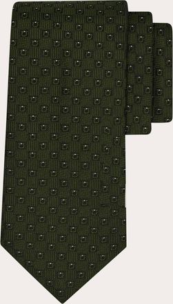 Ferragamo Men Gancini silk jacquard tie Green