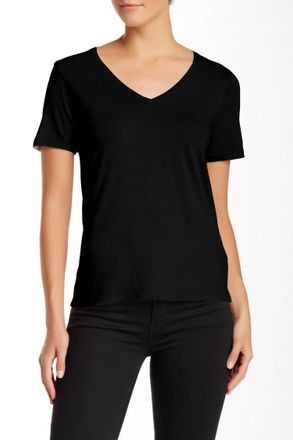 Three Dots V-Neck Tee In Black
