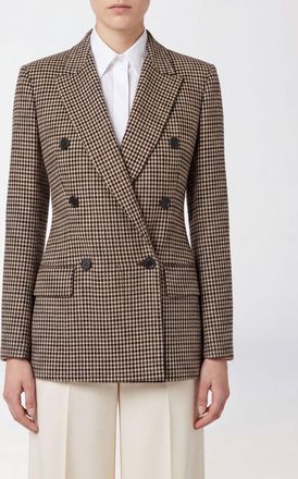 Max Mara Blazer doppiopetto pied-de-poule in misto viscosa con vestibilit&agrave; slim