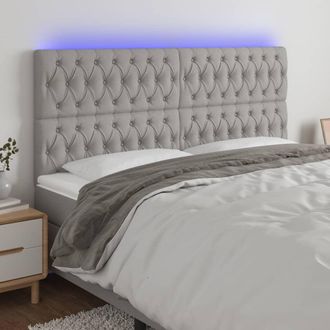 vidaXL Cabecero Con Luces Led Tela Gris Claro 180x7x118/128 Cm Vidaxl