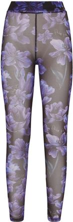 Philipp Plein Flowers Leggings - Dames - Leggings - Paars - S - Leer - Broeken
