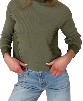 Red Haute Bonnie Boxy Waffle Top In Sage