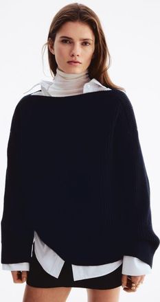 H&M Oversized Wool-blend Jumper in Navy Blue at Nordstrom, Size X-Small