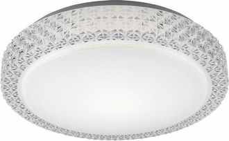 ETC Shop Plafoniera LED CCT plafoniera soggiorno lampada soggiorno, cristalli cielo stellato, acciaio, 22W 1980lm 3000K, P x H 40 x 11 cm