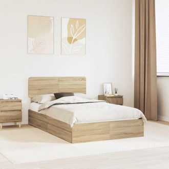 vidaXL vidaXL Letto con Contenitore con testiera Rovere Sonoma 120 x 200 cm