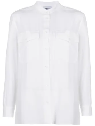 Dondup double chest pocket oversized shirt - women - Silk/Acetate - 46 - White