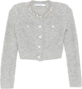 Self Portrait Vest verfraaid met kristallen - Grijs