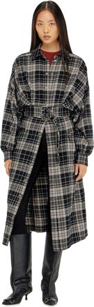 Diesel Midi dress in check flannel with wide belt - Dresses - Woman - Multicolor
