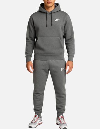 Nike Mens NIKE Club Mens Fleece Tracksuits Hoodie Joggers Sweat - Grey - Size: 42
