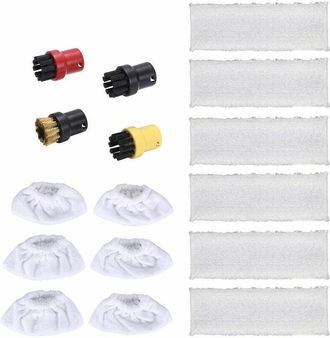 OEM Cepillo De Tela De Microfibra Redondo Para Limpiador A Vapor, Repuesto De Kit De Boquilla De Mano Y Suelo, 16 Piezas