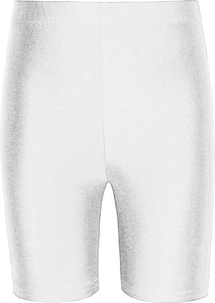Generic Shaposh Fashion Womens Shiny Neon Lycra Cycling Shorts - Ladies Seamless Soft Stretchy Dancing Running Gym Active Casual Sports Yoga Pants (White, 20-