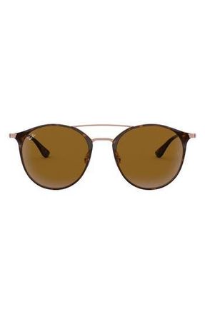 Ray-Ban Highstreet 52mm Round Brow Bar Sunglasses in Copper Tortoise at Nordstrom Rack