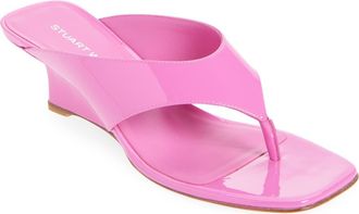 Stuart Weitzman Vinnie 50 Wedge Thong Sandal in Sunset Pink at Nordstrom, Size 10.5