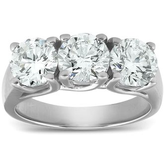 Pompeii3 2 1/2ct Three Stone Large Diamond Engagement Ring 14K White Gold Size Selectable