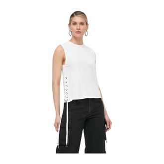 Pinko Pinko, Tops, Dames, Beige, M, Katoen, Mouwloze Katoenen Top