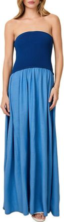 Solid & Striped Soglio Strapless Maxi Dress in Maritime Navy /Marina Stripe at Nordstrom, Size X-Small