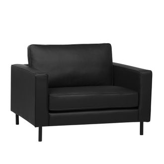 Beliani Beliani - Sill&oacute;n Tapizado En Piel Negra Con Patas Negras Brazo De Riel Estilo Minimalista Savalen