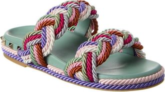 Valentino Rockstud Rope & Leather Sandal