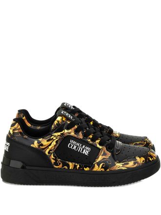Versace Jeans Couture barocco-print lace-up sneakers - men - Fabric/Rubber/Calf Leather/Polyurethane - 42 - Black