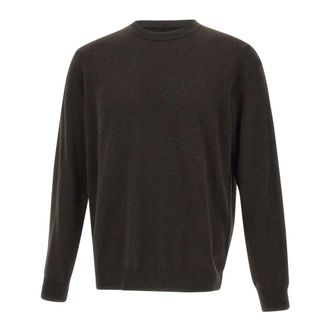 KANGRA Brown Wool Cashmere Jumper Crew Neck - male - Kangra - Round-neck Knitwear - Brown - 5XL - Knitwear