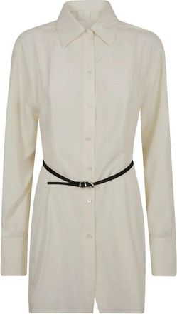 Givenchy Lange Blouse met Voyou Riem - Dames - Shirt Kleedjes - Beige - XS - Satijn - Kleedjes