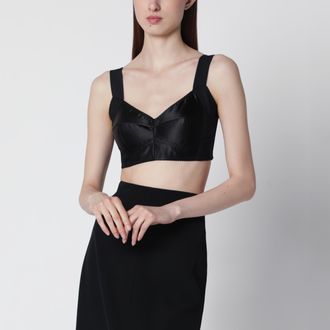 Dolce & Gabbana Satin corset-style crop bustier in black