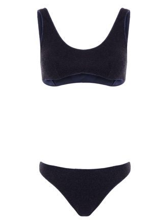 Oséree Lumière Sporty bikini set - women - Polyamide/Metallic Fibre/Polyamide/Elastane - L - Blue