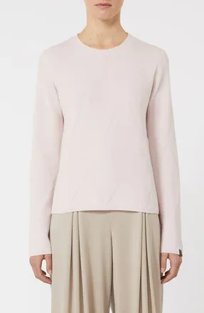 Max Mara Baffo Diamond Stitch Cashmere Crewneck Sweater in Pink at Nordstrom, Size X-Small
