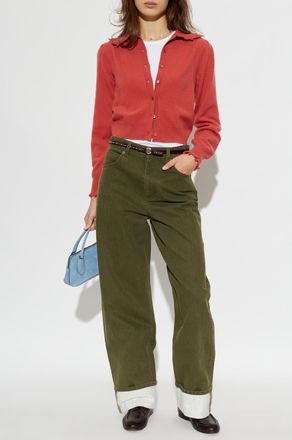 Tory Burch Jeans With Turned-Up Legs, Womens, Green