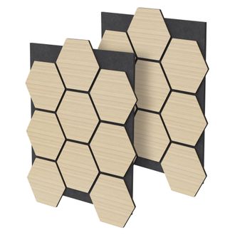 ML Design Ml-design - 2x Paneles Ac&uacute;sticos Hexagonales 66,5x81x2cm 1 M&sup2; Mdf Tratamiento De Insonorizaci&oacute;n Roble Aislamiento F&oacute;nico De Pared Puerta Techo Absorbe
