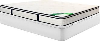 Vente-Unique Conjunto 180 x 200 cm Somier con arc&oacute;n blanco + Colch&oacute;n de muelles ensacados 7 zonas con sobrecolch&oacute;n integrado y funda de bamb&uacute;, grosor 26cm - MIREZA