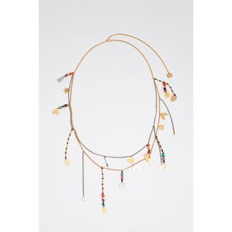Bimba & Lola Belt necklace with metal silhouettes multicolor stones in Gold at Nordstrom