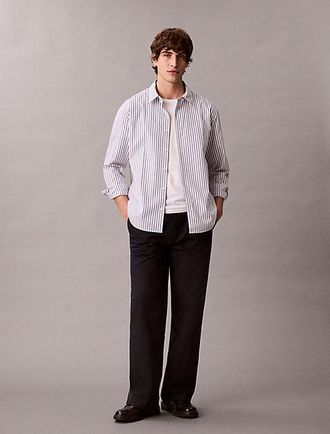 Calvin Klein Relaxed katoenen button-down overhemd met dubbele strepen