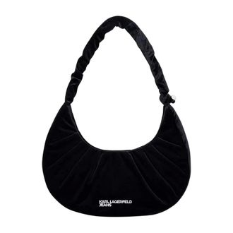 Karl Lagerfeld Velours Hobo Tas - Dames - Tassen - Zwart - Maat: ONE Size Velours