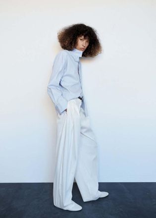 Mango Camicia oversize collo imbuto blu - Donna - S - MANGO