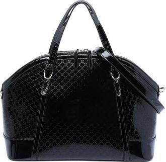 Gucci Pre-owned Handbags, female, Black, Size: ONE SIZE Pre-owned Monogram Patent Leather Satchel Handbag