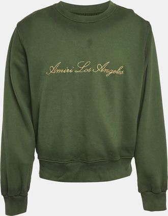 Amiri Green Logo Embroidered Cotton Knit Sweatshirt