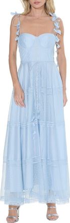 Ciebon Eva Tie Strap Fit & Flare Gown in Sheer Blue at Nordstrom, Size X-Large