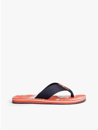 Tommy Hilfiger Mens Floral Print Flip-Flop - Blue - US 7 / EU 39.5