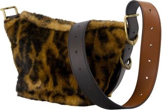 Zadig&Voltaire Womens Leopard Print Faux Fur Crossbody Bag Brown