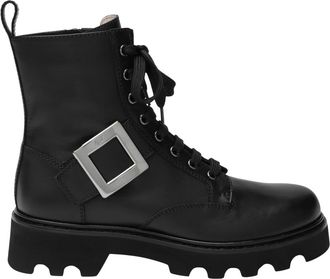 Roger Vivier Zwarte Rangerlaarzen - Dames - Veterlaarzen - Zwart - 41 EU - Schoenen
