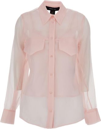 Federica Tosi Sheer Silk Organza Blouse with Pointed Collar
