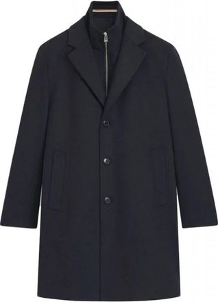 HUGO BOSS Enkelrij jas - Heren - Mantel - Blauw - M - Wol - Jassen