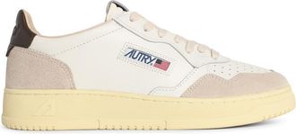 Autry Wei&szlig;e und braune Lear-Sneaker Medalist Low von Autry